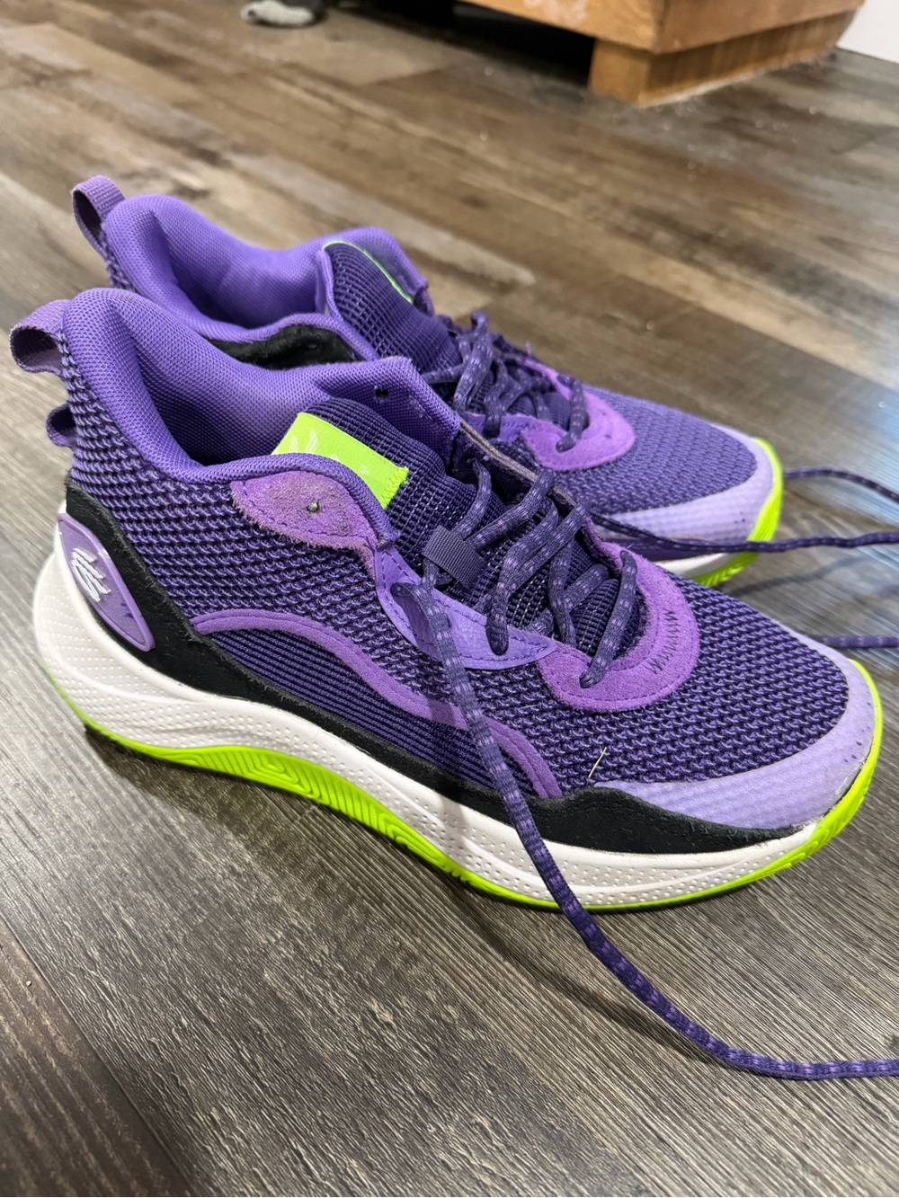 Under Armour Men’s Purple Basketball Sneakers with Lime Accents